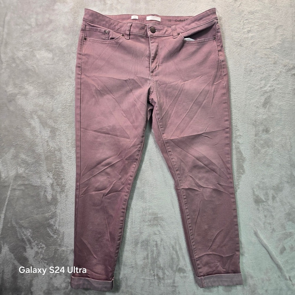 LC Lauren Conrad Cuffed Skinny Ankle Jeans Mauve Purple Size 12 0897